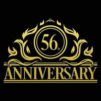 vecteur d'illustration de logo de luxe 56e anniversaire. illustration vectorielle gratuite