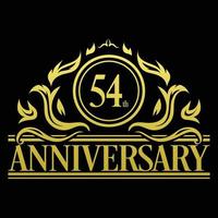 vecteur d'illustration de logo de luxe 54e anniversaire. illustration vectorielle gratuite