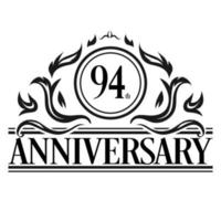 vecteur d'illustration de logo de luxe 94e anniversaire