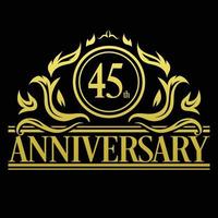 vecteur d'illustration de logo de luxe 45e anniversaire. illustration vectorielle gratuite