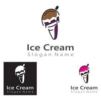 création de logo de crème glacée, illustration vectorielle de modèle de cône de glace fraîche vecteur