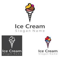 modèle créatif d'art vectoriel de conception de logo de cône de crème glacée