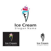 création de logo de crème glacée, illustration vectorielle de modèle de cône de glace fraîche vecteur