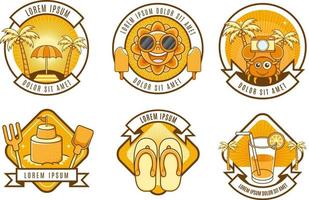 ensemble d'insignes de logo d'été kawaii et mignon vecteur
