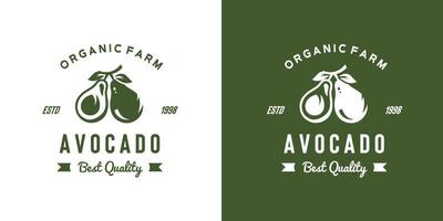 illustration de logo de fruit d'avocat vintage adaptée à la fruiterie et à la ferme fruitière vecteur