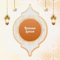 fond de ramadan kareem avec lanterne de lampe dorée vecteur
