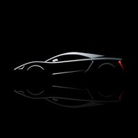 Silhouette de voiture de sport concept avec réflexion. vecteur