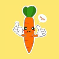 illustration mignonne et kawaii du personnage de dessin animé drôle de carotte, concept végétalien, amour de la carotte. concept de nourriture et de légumes.icône du logo carotte orange vecteur