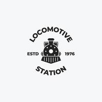 illustration vectorielle de logo de locomotive de train vintage simple vecteur