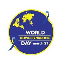 affiche horizontale de la journée mondiale du syndrome de down. photo réaliste bleu, ruban jaune et cadre sur fond clair. affiche sociale de vecteur le 21 mars est la journée mondiale de la trisomie 21. ruban de sensibilisation.