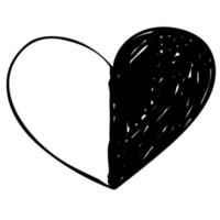 dessin animé doodle coeur linéaire isolé sur fond blanc. vecteur