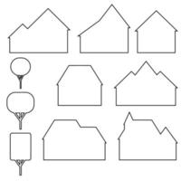 jeu d'icônes maison et arbre isolé sur fond blanc vecteur