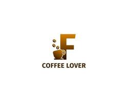 modèle de logo lettre f café et tasse vecteur