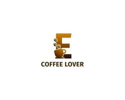 modèle de logo lettre e café et tasse vecteur