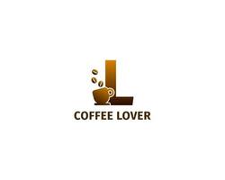 modèle de logo lettre l café et tasse vecteur