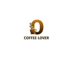 modèle de logo lettre o café et tasse vecteur