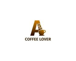 lettre un modèle de logo café et tasse vecteur