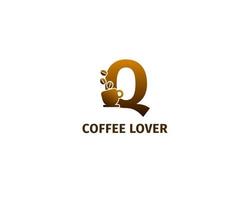 modèle de logo lettre q café et tasse