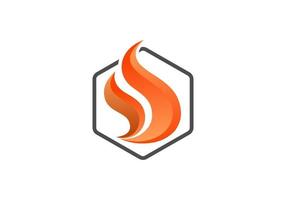 flamme avec symbole de conception de logo de boîte vecteur