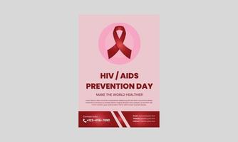 modèle d'affiche ou de prospectus de la journée mondiale du sida ou du virus du vih. conception de dépliants sur la prévention du vih ou du sida. couverture, affiche, format a4, conception de flyer vecteur