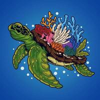 corail de mer de tortue vecteur