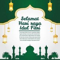 bannière de vecteur pour les salutations des médias sociaux pour l'aïd al fitr hari raya idul fitri fêtes musulmanes