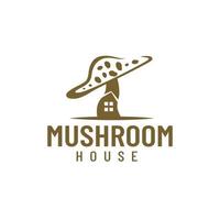 le logo d'illustration de la maison aux champignons est parfait pour les logos de propriété, les bâtiments, les bâtiments, la nourriture vecteur