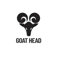 Logo de conception de tête de chèvre Corne unique Silhouette noire Chèvre Animal vecteur