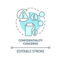 la confidentialité concerne l'icône de concept turquoise. problèmes de sécurité des données. ucaas risques idée abstraite illustration en ligne mince. dessin de contour isolé. trait modifiable. arial, myriade de polices pro-gras utilisées vecteur
