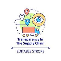 transparence dans l'icône de concept de chaîne d'approvisionnement. illustration de fine ligne d'idée abstraite d'entreprise responsable. dessin de contour isolé. trait modifiable. roboto-medium, myriade de polices pro-gras utilisées vecteur