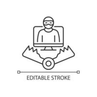 icône linéaire de pot de miel. piège pour les agresseurs. méthode trompeuse de cybersécurité. illustration personnalisable en ligne mince. symbole de contour. dessin de contour isolé de vecteur. trait modifiable. police arial utilisée vecteur