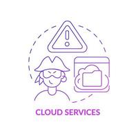 icône de concept de gradient violet de services cloud. source de piratage idée abstraite illustration fine ligne. transférer des fichiers protégés par des droits d'auteur vers un stockage en nuage. dessin de couleur de contour isolé de vecteur