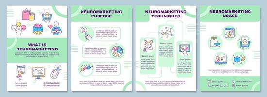 modèle de brochure de neuromarketing. collecte de données sur les consommateurs. dépliant, livret, impression de dépliant, conception de la couverture avec des icônes linéaires. mises en page vectorielles pour la présentation, les rapports annuels, les pages publicitaires vecteur