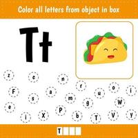 lettres de couleur. t pour taco vecteur