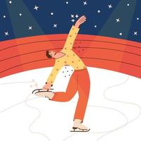 homme patineur artistique isolé illustration vectorielle plane de dessin animé dans des couleurs à la mode. sport d'hiver, danseuse sur glace, femme gymnaste, championnat, élément de design moderne de l'activité de compétition