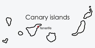 carte des îles canaries dessin à main levée sur fond blanc.