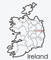 carte d'irlande dessin à main levée sur fond blanc. vecteur