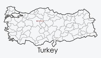 carte de la Turquie dessin à main levée sur fond blanc. vecteur