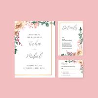 Mariage mariage carte mariage floral carte heureuse carte, détail de rsvp. espace mise en page vintage ornement belle, aquarelle vector illustration modèle conception de la collection