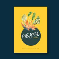 Été de conception d&#39;affiches tropicales avec feuillage de plantes exotiques, créatif modèle de conception illustration vectorielle aquarelle vecteur