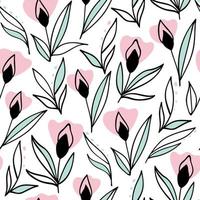 motif floral élégant sous forme de petites fleurs faites à la main. arrière-plan floral harmonieux pour les imprimés tendance. texture vectorielle continue. plantes de printemps sur fond blanc. vecteur