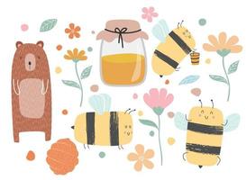 joli modèle sans couture dessiné à la main d'abeilles vecteur