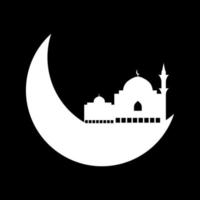 croissant de lune avec mosquée vecteur