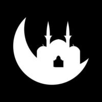 croissant de lune avec mosquée vecteur