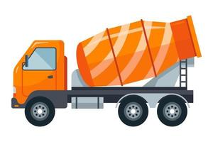 grand camion malaxeur à béton. véhicules de chantier spéciaux. illustration vectorielle plane.