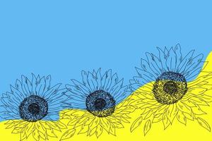 tournesols sur la bannière bleu-jaune vecteur