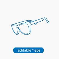 lunettes de soleil sport contour bleu isolé, icône, symbole, logo