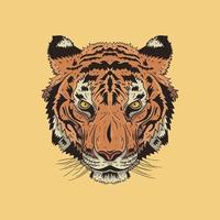 illustration graphique vectoriel de tête de tigre dans un style détaillé avec des couleurs. illustration vectorielle gravée pour logo, étiquette, papier peint ou t-shirts.