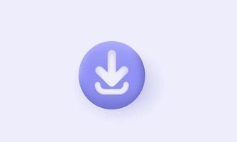 icône de téléchargement réaliste 3d isolée sur blanc vecteur