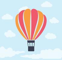 illustration vectorielle de ballon à air chaud, ballon à air chaud dans le fond des nuages, conception d'icônes et de symboles. vecteur